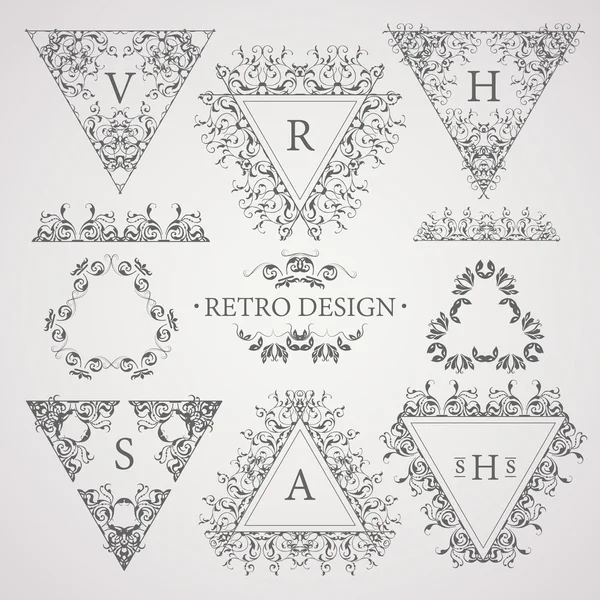 Calligraphic elements vintage set . Vector frame ornament — Stock Vector