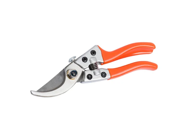 Trädgårdsredskap Orange Nya Rena Beskärare Secateurs Sax Isolerad Bakgrund För — Stockfoto