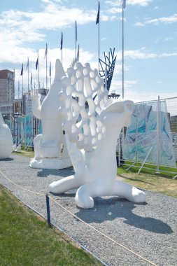 PERM, RUSSIA - JUN 11, 2013: Exhibition of large animal figures  clipart