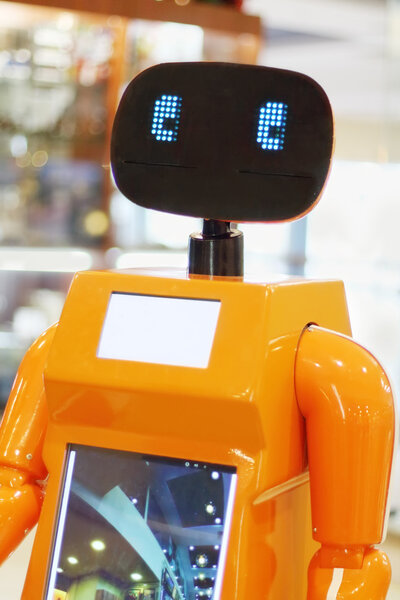 PERM, RUSSIA - APR,25, 2014: Promo robot in Shopping center Colo