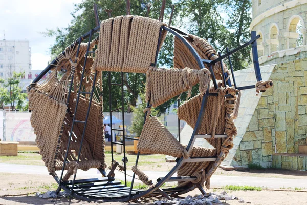 PERM, RUSSIA - JUNE 25, 2014: Fish of metal and rope at festival — Stock Photo, Image