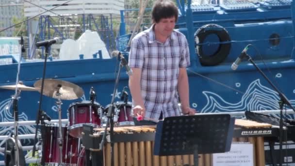 PERM, RUSSIA - JUN 20, 2013: Man played xylophone at White Nights Festival — Stok Video