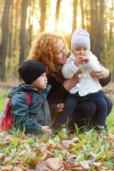 Woman with little daughter and son — Stock Photo, Image