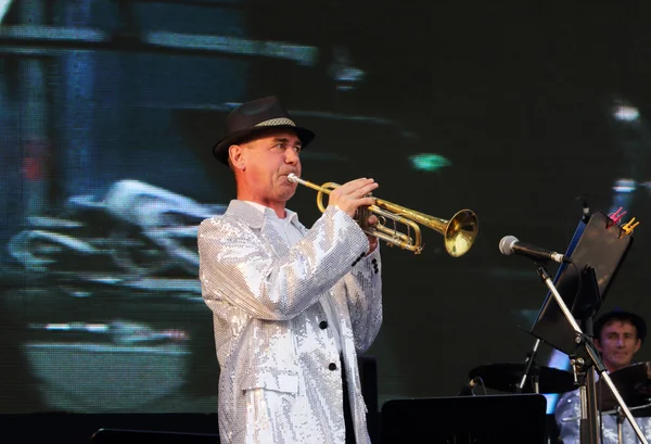 2014 年 6 月 15 日，俄罗斯彼尔姆: 爵士乐队表演 — 图库照片