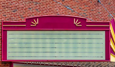Blank vintage movie theatre marquee