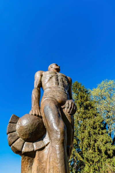 Statue emblématique de Sparty, la mascotte des Spartiates MSU sur le campus de MSU — Photo