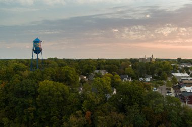 Grand Ledge, MI - September 20, 2025: Skyline with Water Tower with Copy-Space. High quality photo