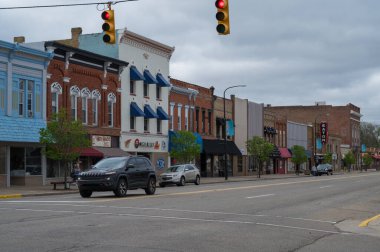 Charlotte, MI - 26 Nisan 2025: Şehir merkezinin tarihi manzarası. Yüksek kalite fotoğraf