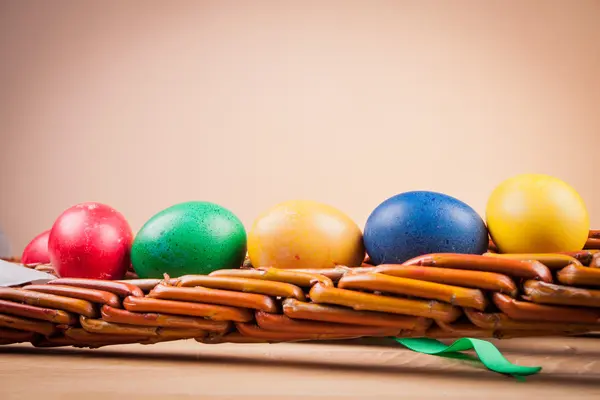 Easter whip on the wooden table — Stock Photo, Image