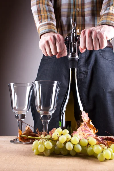 Dining opening white wine vintage — Stock Photo, Image