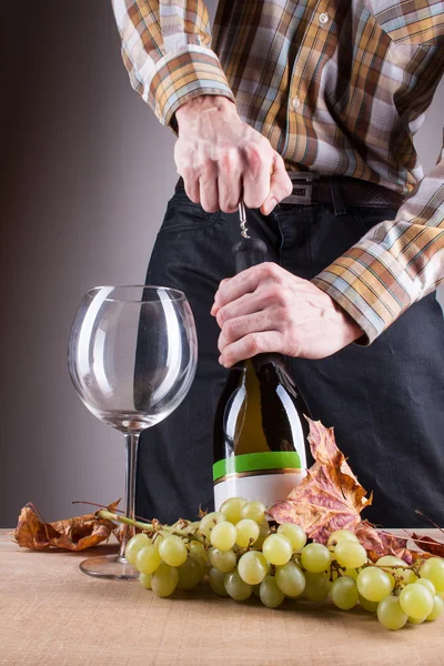 Dining opening white wine vintage — Stock Photo, Image