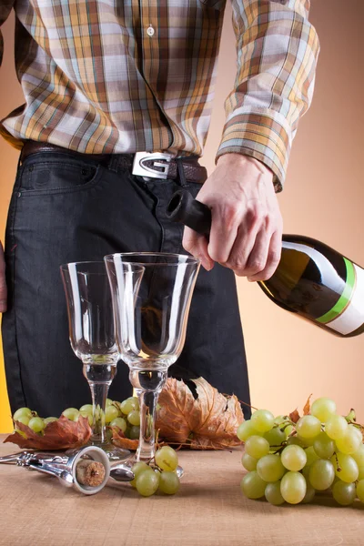 Dining opening white wine vintage — Stock Photo, Image