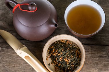 Çay seremonisi seramiklerden yapılmış Çin çaydanlığı