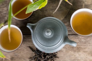 Çay seremonisi seramiklerden yapılmış Çin çaydanlığı