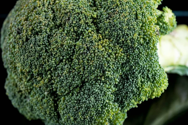 Broccoli Black Background Ice Cubes Crushed Ice — Stock Photo, Image