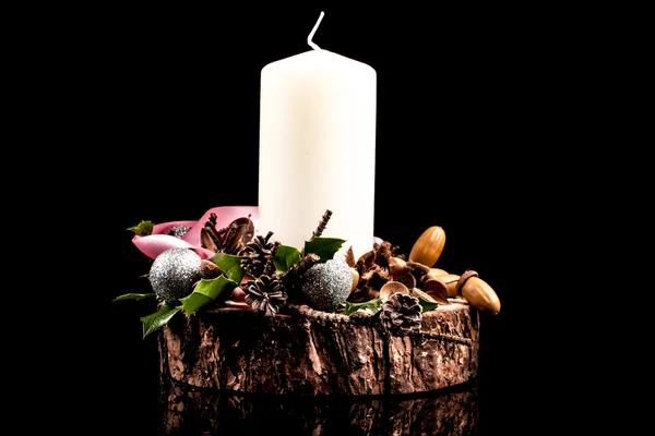 Christmas candles on a black background — Stock Photo, Image