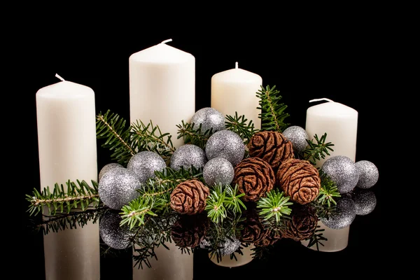 Christmas candles on a black background — Stock Photo, Image