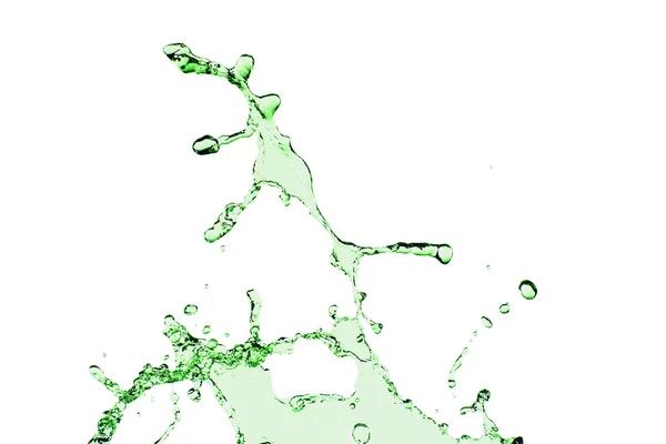 Groen water splash geïsoleerd op witte achtergrond — Stockfoto