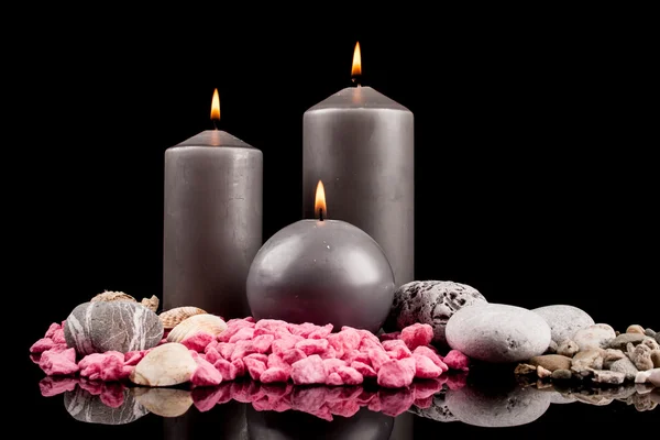 燃烧的蜡烛和装饰海 — 图库照片