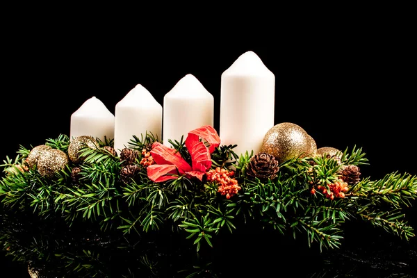 Advent candles on a black background — Stock Photo, Image