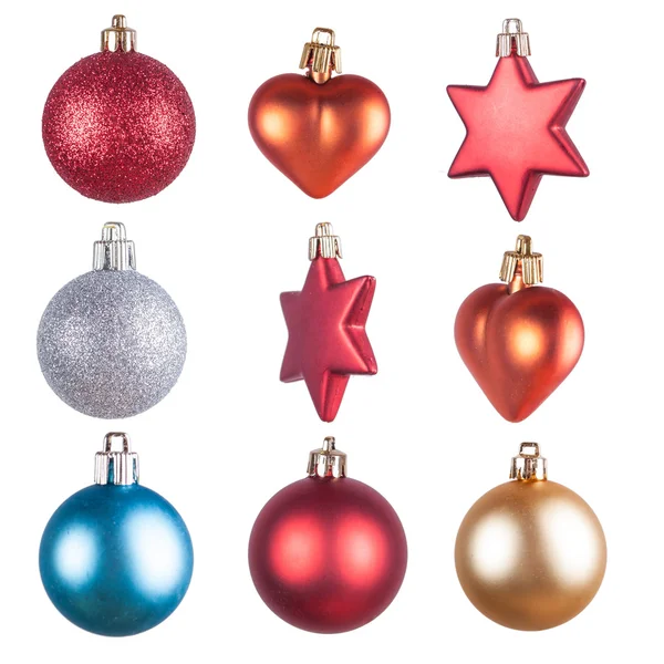 Adornos de Navidad decoraciones aisladas Imágenes de stock libres de derechos