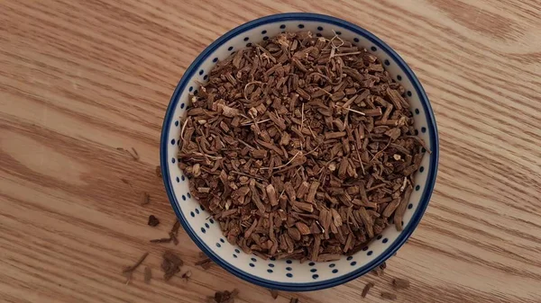 Valerian root has been used for ages for its calming effect. In alternative medicine, it is an herb that brings peace to the mind and helps you sleep. Valerian root is great to help fight anxiety. These smelly dried herbs are ready to be used in tea.