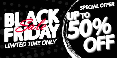 Kara Cuma indirimi% 50 indirimli poster tasarımı şablonu, son sezon teklifi, tanıtım afişi, vektör illüstrasyonu