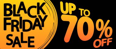 Black Friday Sale 70% off, discount poster design template, special offer, promotion banner, vector illustration