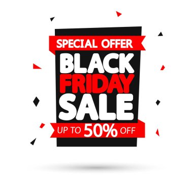 Kara Cuma indirimi, pankart tasarım şablonu, özel teklif, sezon sonu, vektör illüstrasyonu