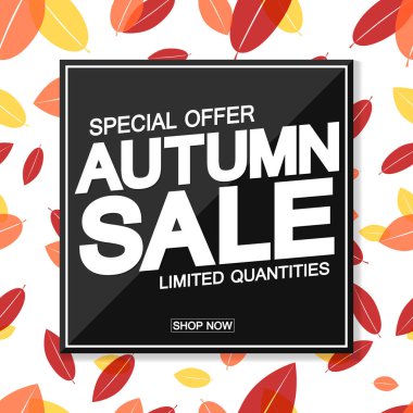 Sonbahar Satışı, poster tasarım şablonu, Sonbahar indirimi afişi, özel teklif, vektör illüstrasyonu