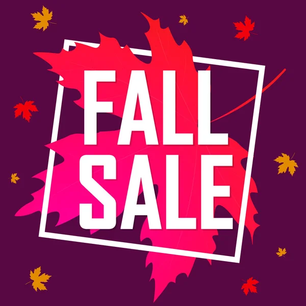 Fall Sale Poster Design Template Autumn Discount Banner Special Offer — Stock Vector