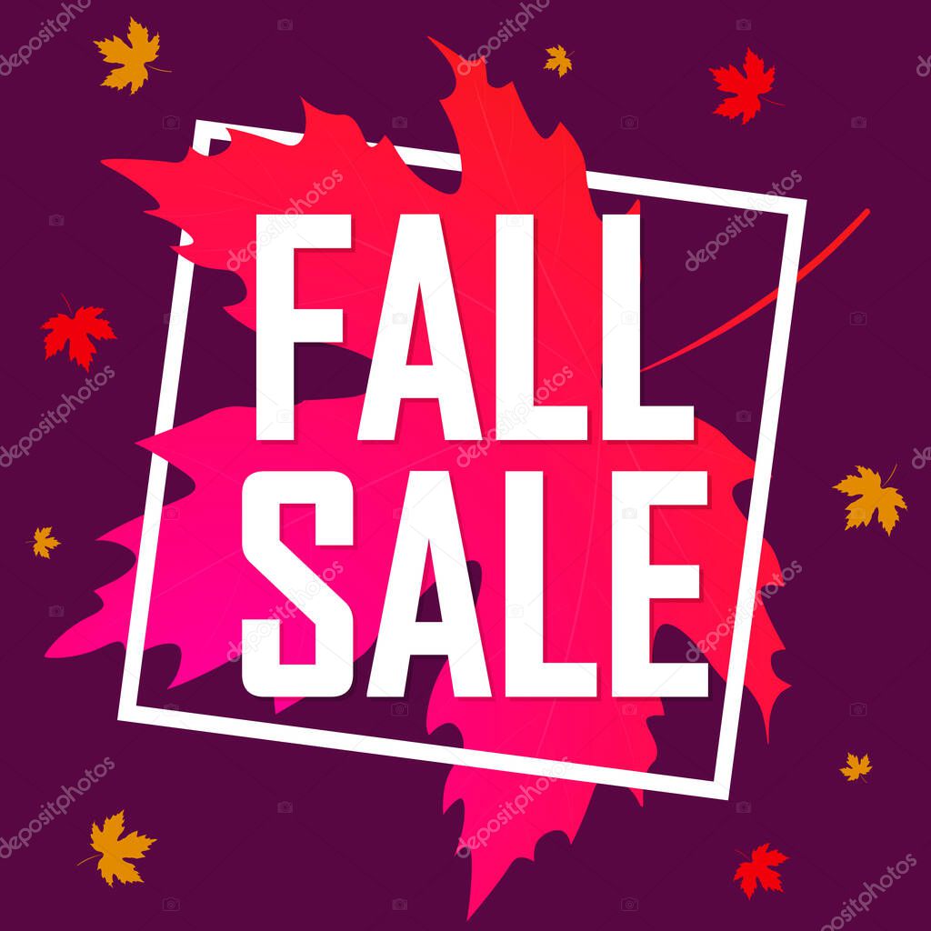 Fall Sale, poster design template, Autumn discount banner, special offer, vector illustration
