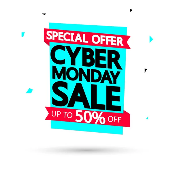 Cyber Monday Sale Modelo Design Banner Tag Desconto Oferta Especial — Vetor de Stock
