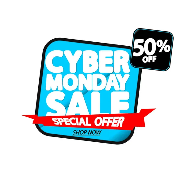 Cyber Monday Sale Modelo Design Banner Tag Desconto Oferta Especial — Vetor de Stock