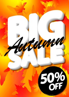 Sonbahar indirimi, poster tasarımı şablonu, harcamak ve biriktirmek, sonbahar özel teklifi, sezon sonu, vektör illüstrasyonu