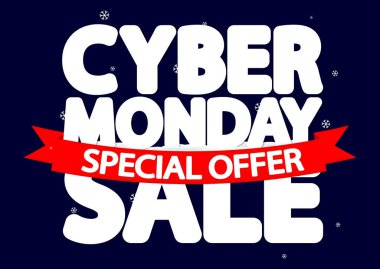 Siber Pazartesi Satışı, poster tasarımı şablonu, özel teklif, vektör illüstrasyonu