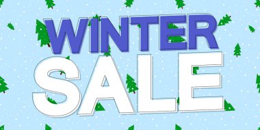 Kış Satışı, poster tasarımı şablonu, indirimli afiş, vektör illüstrasyonu