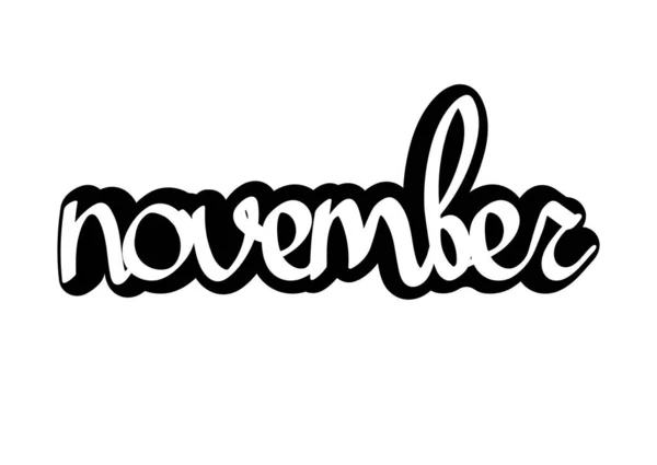 Novembre Calligrafia Isolata Lettering Word Design Template Illustrazione Vettoriale — Vettoriale Stock