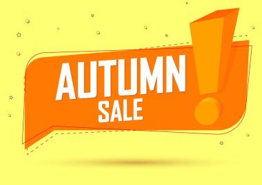 Sonbahar Satışı, bayrak tasarım şablonu, sonbahar indirim etiketi, özel teklif, tanıtım etiketi, harcayın ve daha fazla biriktirin, tanıtım posteri, vektör ilüstrasyonu