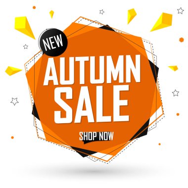 Sonbahar Satışı, bayrak tasarım şablonu, sonbahar indirim etiketi, özel teklif, tanıtım etiketi, harcayın ve daha fazla biriktirin, tanıtım posteri, vektör ilüstrasyonu