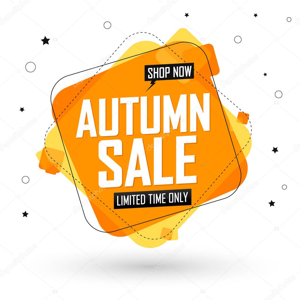 Autumn Sale, banner design template, Fall discount tag, special offer, promo tag, spend up and save more, promotion poster, vector illustration
