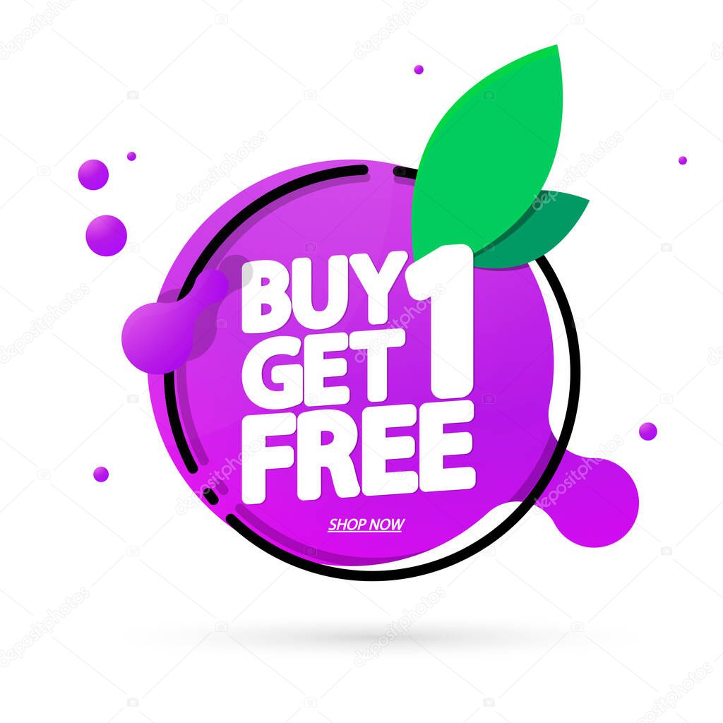 Buy 1 Get 1 Free, Sale banner design template, discount tag, bogo, lowest price, spend up and save more, vector illustration