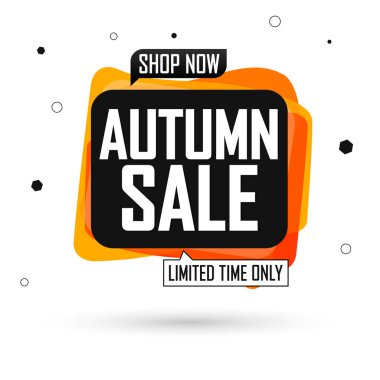 Sonbahar Satışı, bayrak tasarım şablonu, sonbahar indirim etiketi, özel teklif, tanıtım etiketi, harcayın ve daha fazla biriktirin, tanıtım posteri, vektör ilüstrasyonu