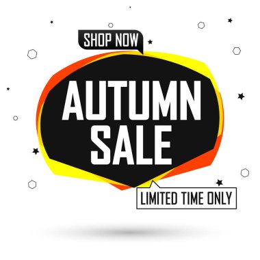 Sonbahar Satışı, bayrak tasarım şablonu, sonbahar indirim etiketi, özel teklif, tanıtım etiketi, harcayın ve daha fazla biriktirin, tanıtım posteri, vektör ilüstrasyonu