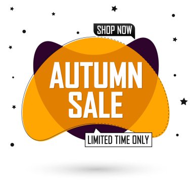 Sonbahar Satışı, bayrak tasarım şablonu, sonbahar indirim etiketi, özel teklif, tanıtım etiketi, harcayın ve daha fazla biriktirin, tanıtım posteri, vektör ilüstrasyonu