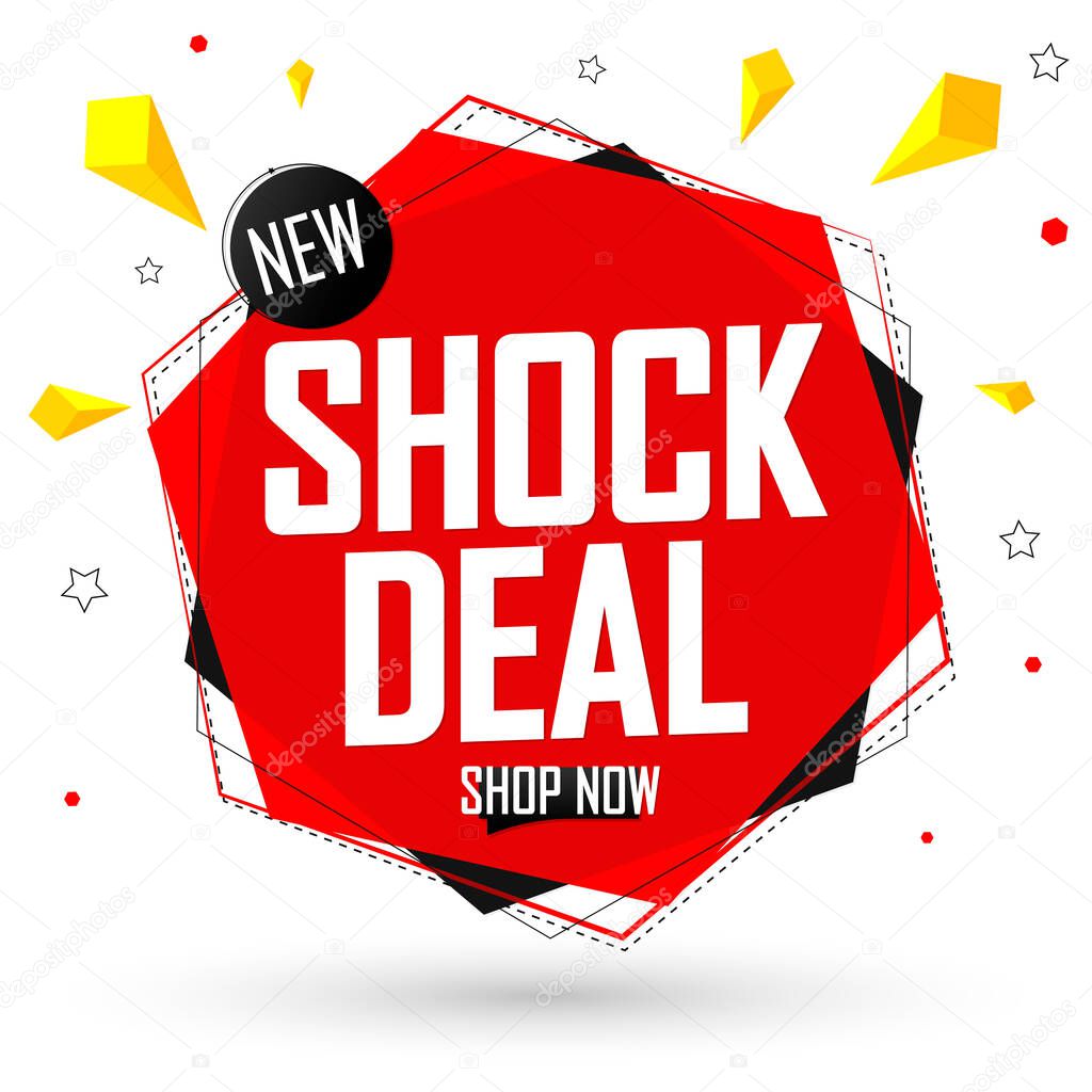 Shock Deal tag, Sale banner design template, discount tag, special offer, promo tag, spend up and save more, promotion poster, vector illustration