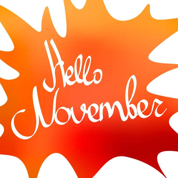 Ciao Novembre Calligrafia Lettering Word Design Template Illustrazione Vettoriale — Vettoriale Stock