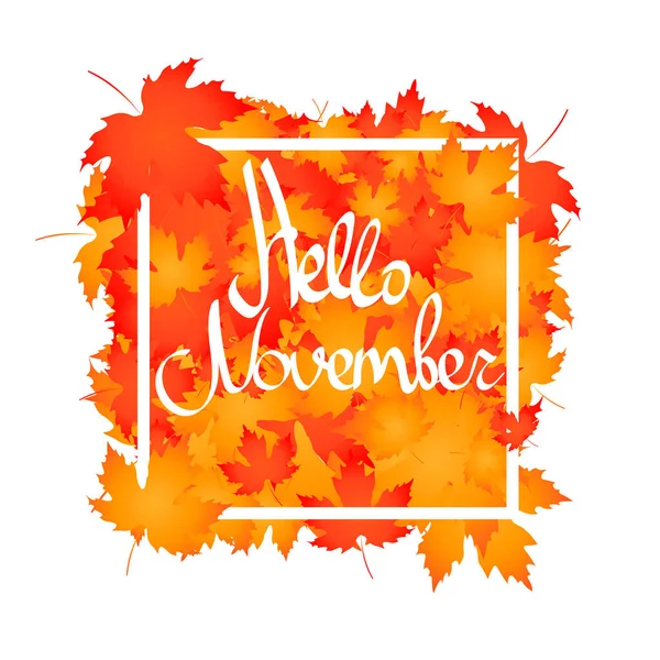 Merhaba November, kaligrafi harfleri, kelime tasarım şablonu, vektör illüstrasyonu