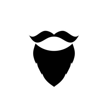 Noel Baba sakalı ikonu, Noel sembolü, düz tasarım şablonu, Xmas izole etiketi, vektör illüstrasyonu