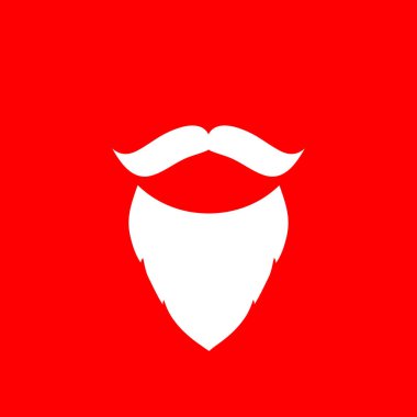 Noel Baba sakalı ikonu, Noel sembolü, düz tasarım şablonu, Xmas izole etiketi, vektör illüstrasyonu